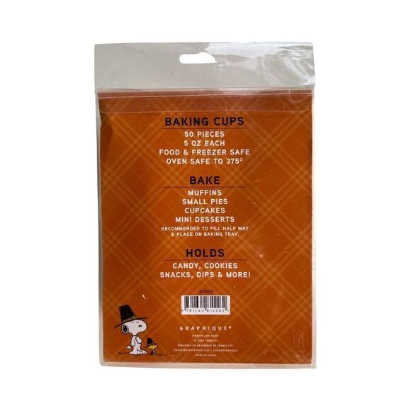 Peanuts “Snoopy” 50 Count Fall Pilgrim Thanksgiving Cupcake Liners - Picture 4 of 7